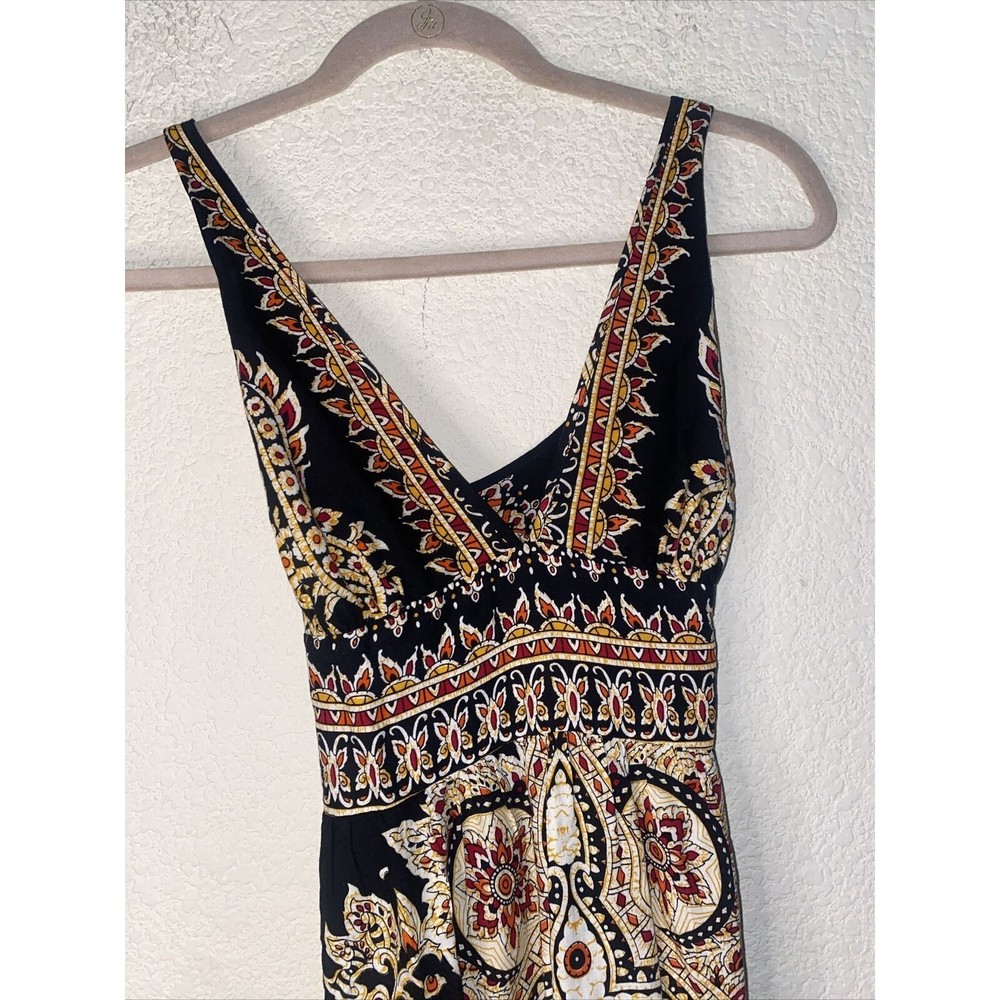 Angie Boho Floral Large Vneck Tank Hippie Full Button Back Long Dress Indie - Picture 2 of 8